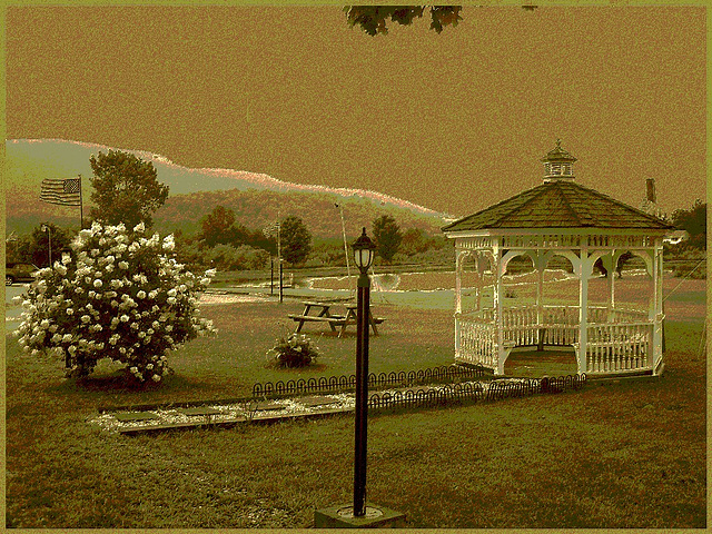 Vermonter Motor lodge landscapes/ Paysage du Vermont, USA / August 6th 2008 - Sepia postérisé