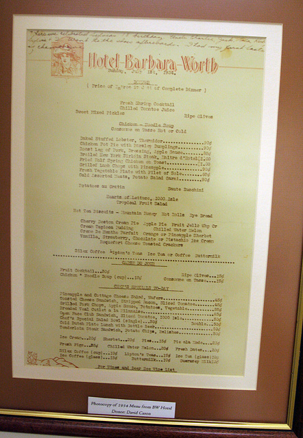 Hotel Barbara Worth Menu (8315)