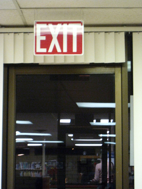 New Exit Sign In Carl May Center (6153)