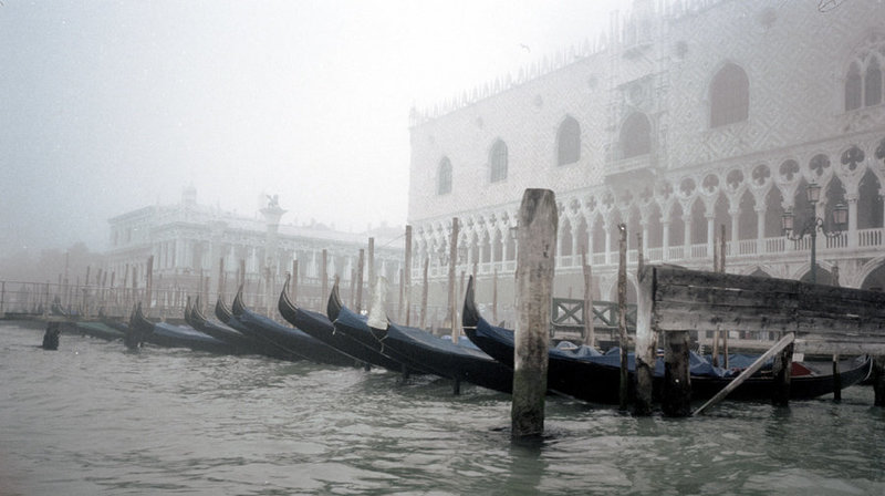 Gondolas in mist