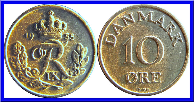 Danemark   10 Ore 1955