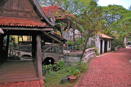 Paved way through the rebuilt old village