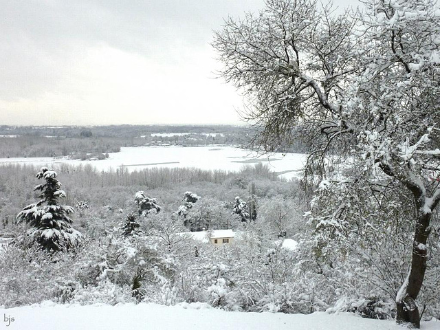 L'étang est sous la neige