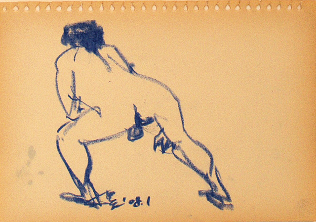 A Quick Nude-drawing男裸身速寫 oil pastel 18x26cm