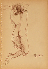 Quick Nude-drawing of woman女裸身速寫 pastel pencil 26x18cm, 2008