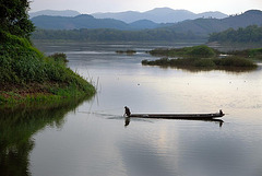 Evening setting at the Mekong riverside