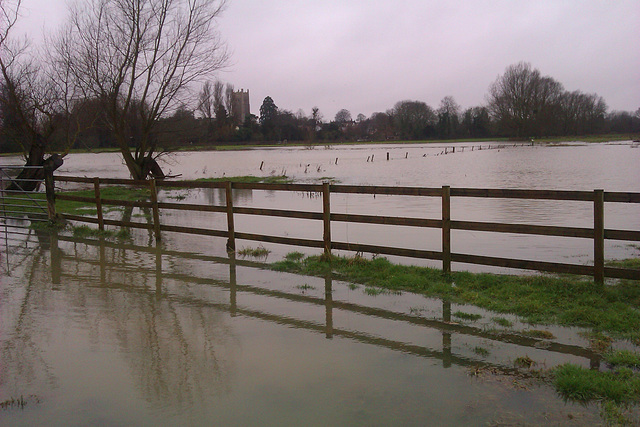 eye church over the flooded watermeadow