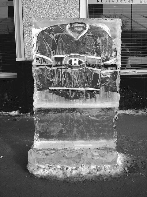 Chandails de hockey en glace / Frozen hockey sweaters - Montréal, Québec .CANADA /  26-01-2009 -  N & B