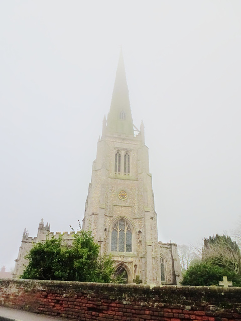 thaxted church in the fog
