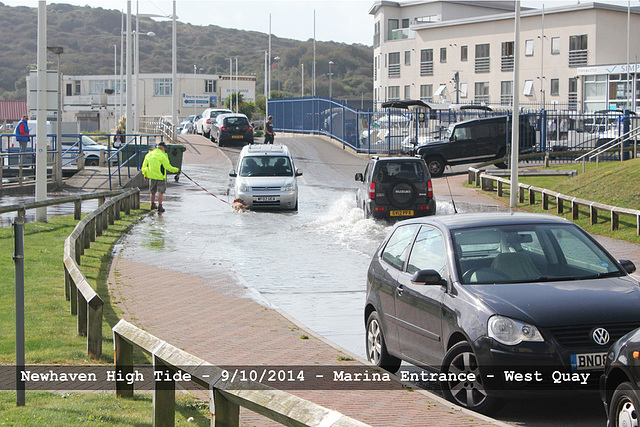 Newhaven high tide - West Quay Marina entrance - 9.10.2014