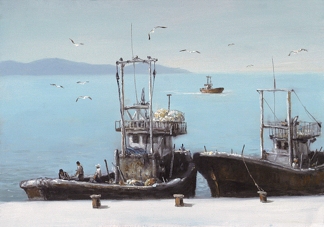 Fishing Boats (=어선=漁船=Fisxboatoj)_ oil on canvas=olee sur tolo_ 45x65.2cm(15p)_2008