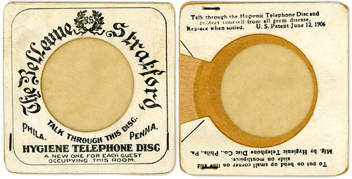 Hygienic Telephone Disc, Bellevue-Stratford Hotel, Philadelphia, Pa., 1906