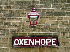 Oxenhope Station Sign and Lamp