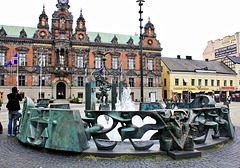 Brunnen auf dem Rathausplatz von Malmö