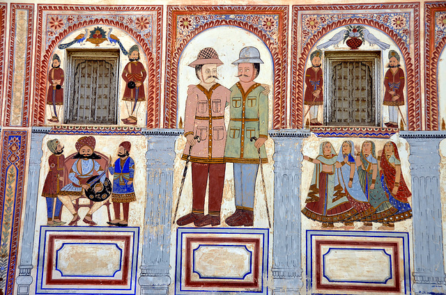 India. Painted haveli detail