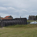 Upturned Keelboat and Lindisfarne Priory