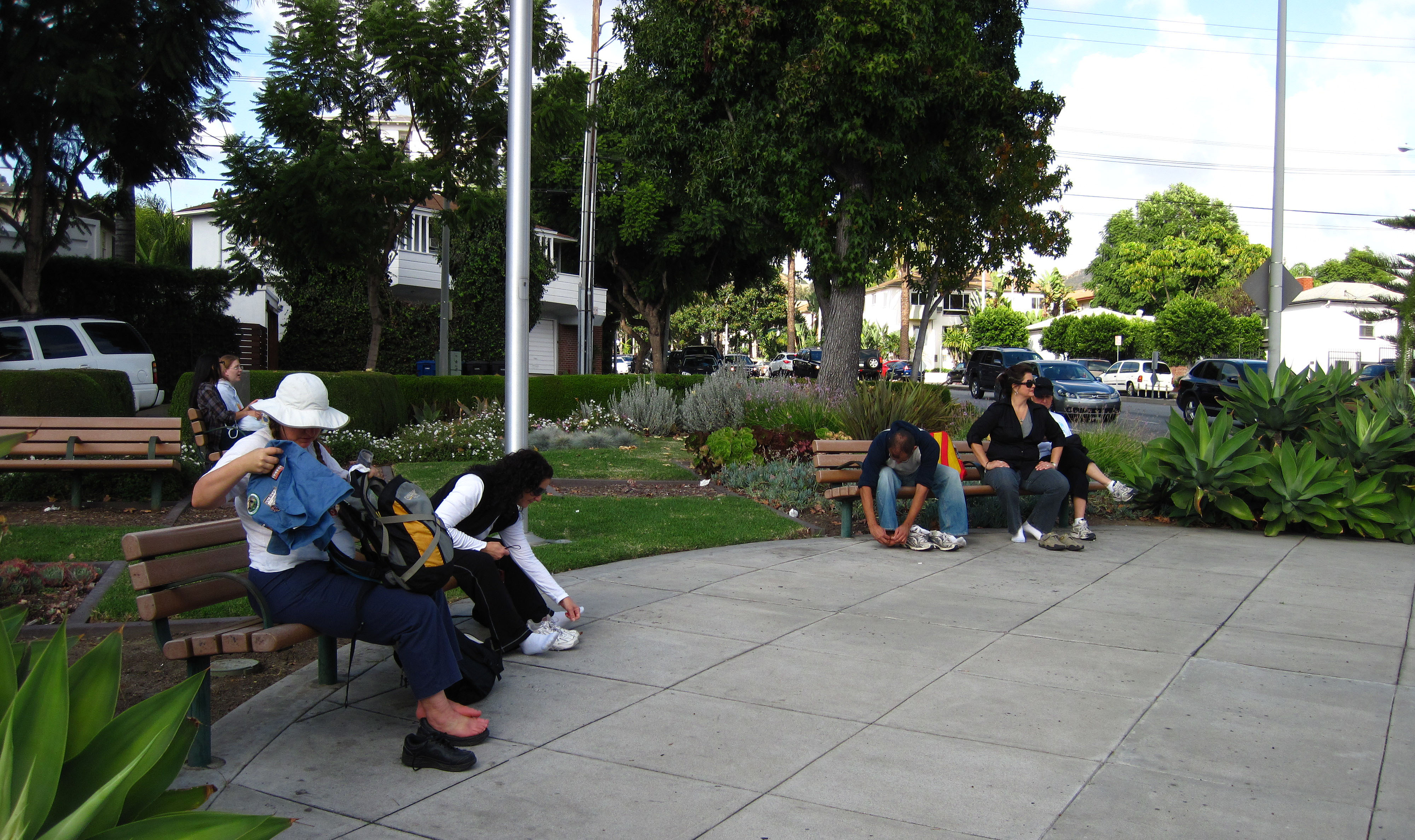 Great L.A. Walk (1426) Resting Hikers