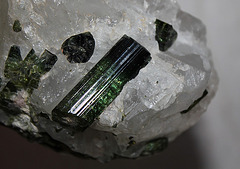 Tourmaline verte - dans quartz