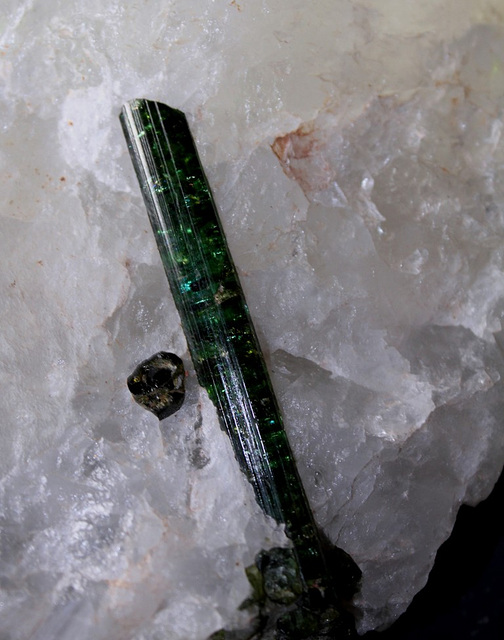 Tourmaline verte- dans quartz