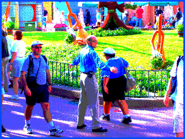 Crew Lady in action - Action ! Dame en bleu bien équipée ! Disney Horror pictures show / December 30th 2006  - Pointillisme aux couleurs ravivées en postérisation