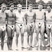 group of handsome swimmers in Dreieckbadehosen