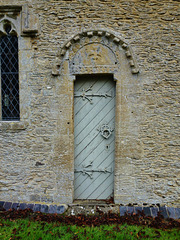 black bourton church , oxon.,c12 priests' door with maltese cross tympanum