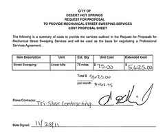 Street Sweeping Bid Math