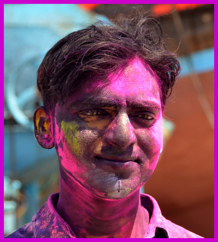 Holi in India. (on black)