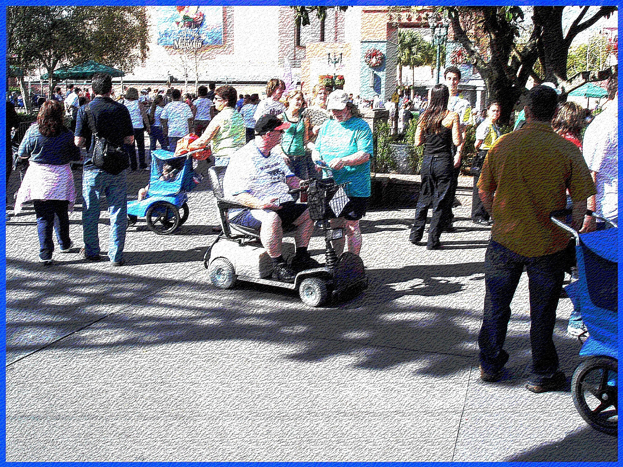 Bouchon de circulation par Obèses à roulettes - Wheeling hulks traffic jam -  Disney Horror pictures show - Disneyworld / December 30th 2006 - Craquelures postérisées