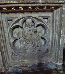 cogges church, oxon.angel evangelists symbol on side of early c14 chest tomb in north chapel