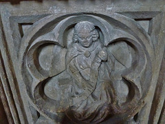 cogges church, oxon.angel evangelists symbol on side of early c14 chest tomb in north chapel