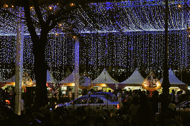 Colorful fairy lights at Sanam Luang