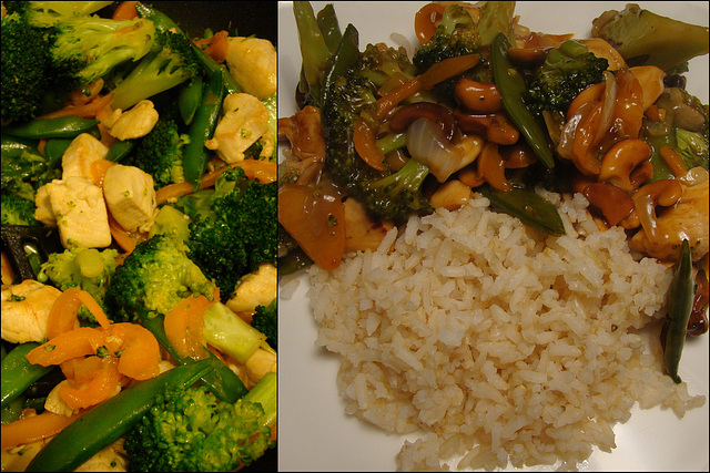 Broccoli, chicken & cashew nut stir fry