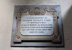 Memorial to Francis Stanley Cook, Cowlinge, Suffolk