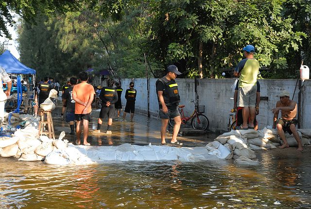 Sand bags still keep water out