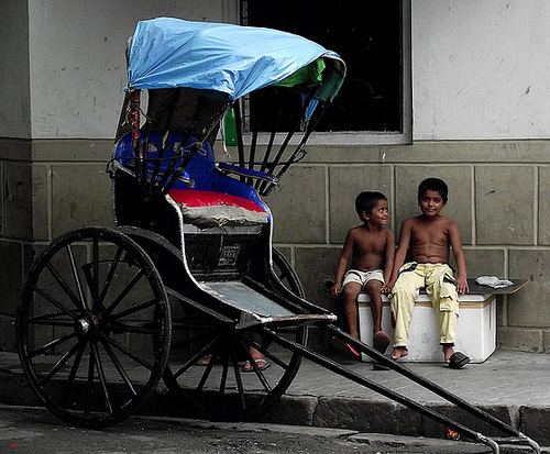 Rickshaw and boys