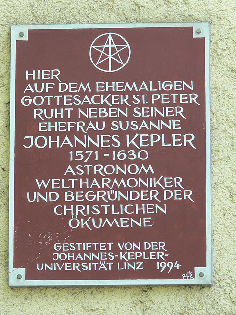 Johannes Kepler - Gedenktafel am Peterskircherl in Regensburg
