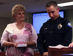 Officer Nicolas Botich & Mayor Yvonne Parks (2400)