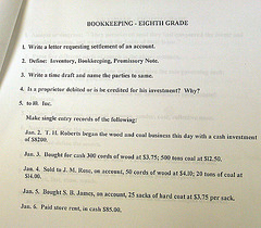 Kern County Test To Pass 8th Grade in 1917 - Bookkeeping (1401)