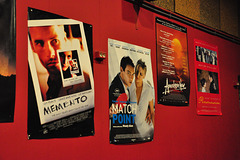 Movie posters in the movie theater