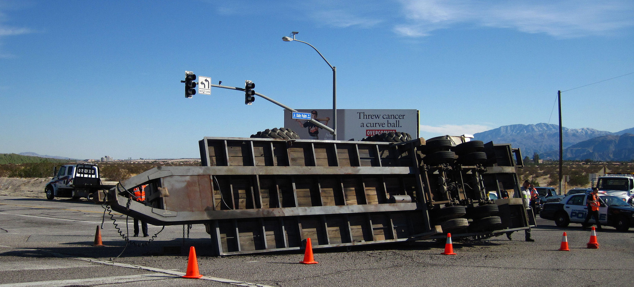 Overturned Truck Trailer at Vista Chino & Date Palm (1826)