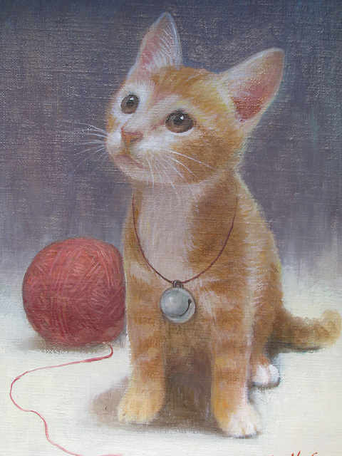 a Baby-Cat(Katido=새끼 고양이=小猫)_oil on canvas_33.4x24.2cm(4f)_2012_HO Song