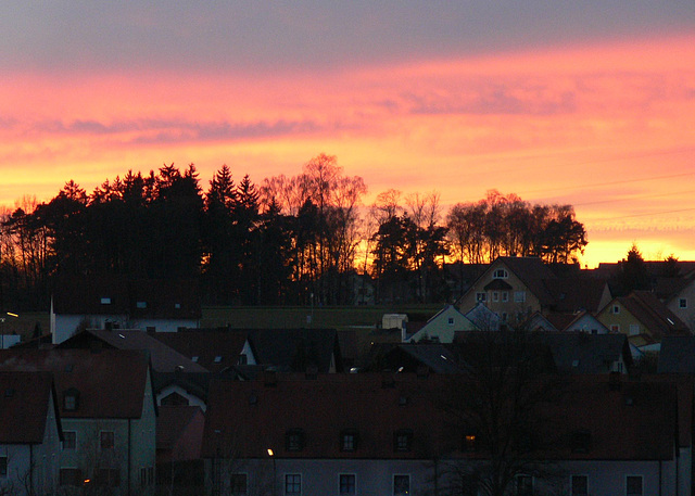 Abendrot überm Heimatort