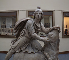 Detail of the Marble Statue Group of Mithras Slaying the Bull in the British Museum, April 2013