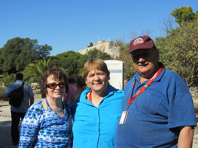 With cruise friends Julie and Garry at the Temple of Olympian Zeus.