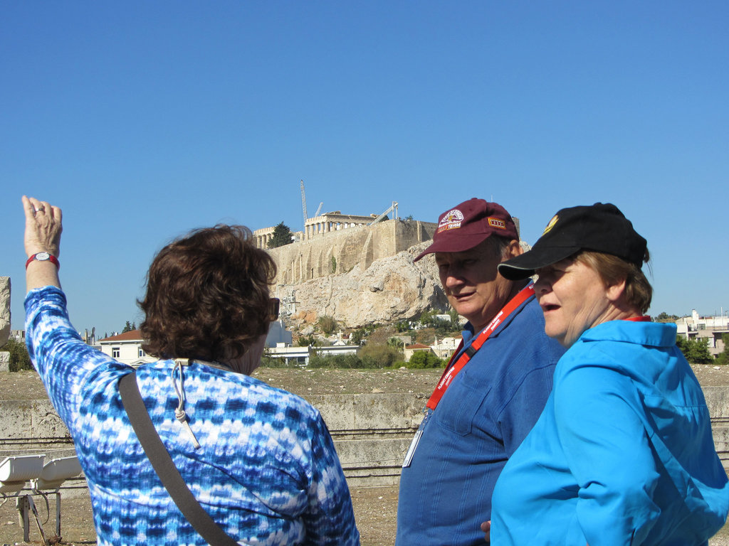 With cruise friends Julie and Garry at the Temple of Olympian Zeus.