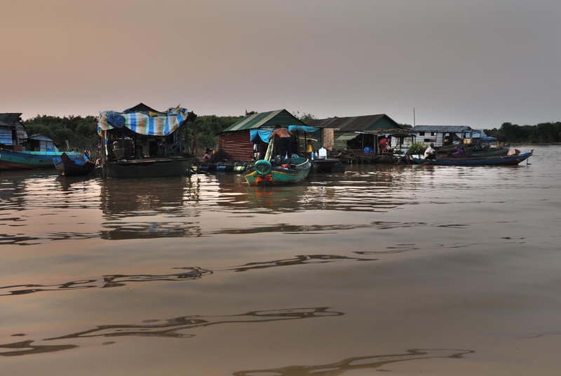 Floating huts along the river