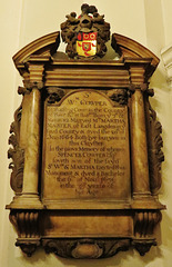 st.michael cornhill, london,memorial to sir william cowper, 1664 and wife 1676.