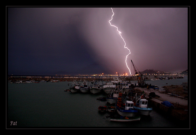 Flash of lighting on the city