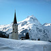 Kirchturm von Warth in Vorarlberg mit Schröcken